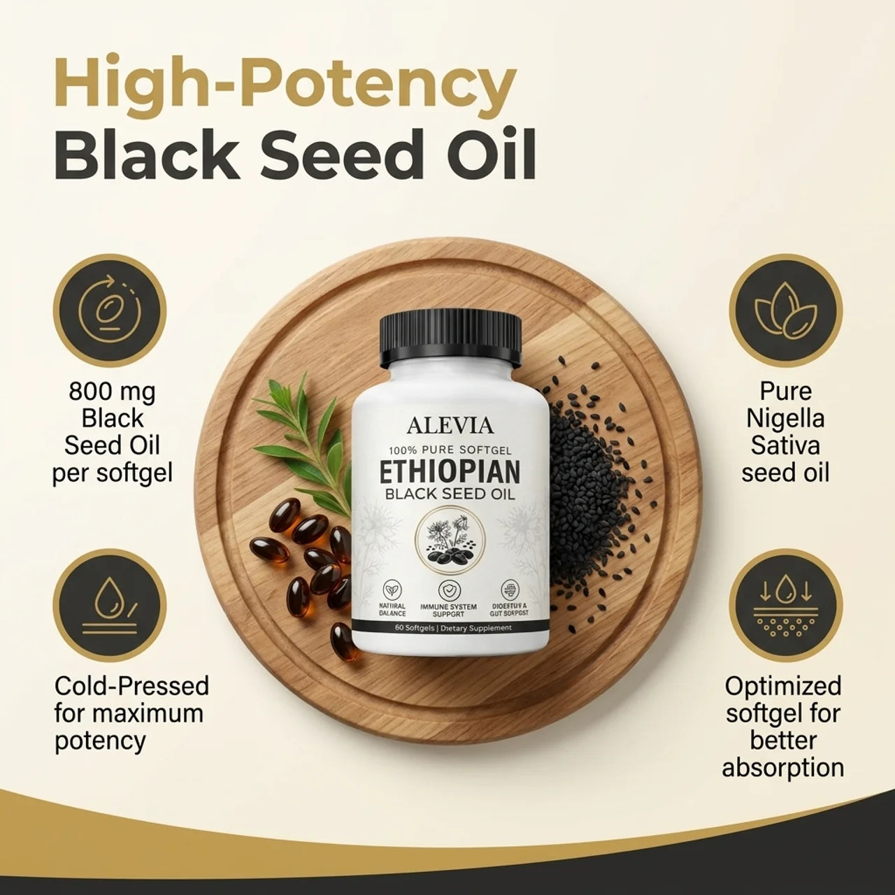 Ethiopian Black Seed Oil – 800mg Cold-Pressed Softgels