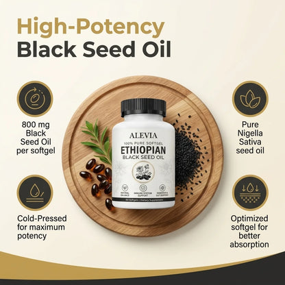 Ethiopian Black Seed Oil – 800mg Cold-Pressed Softgels