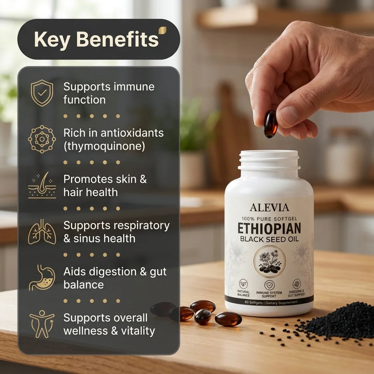 Ethiopian Black Seed Oil – 800mg Cold-Pressed Softgels